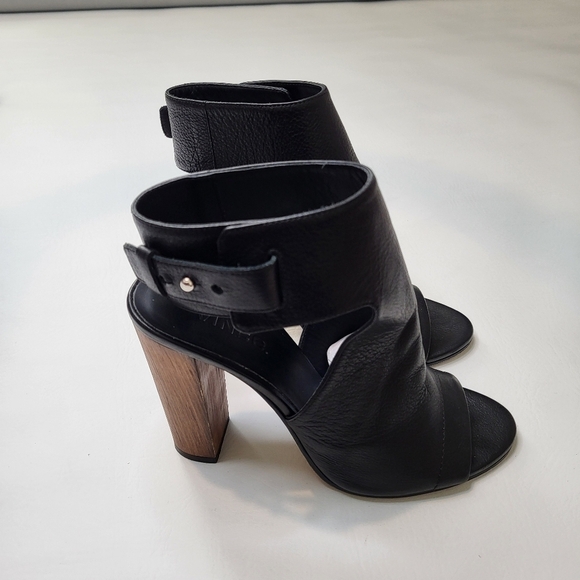 Vince Addie high heels black leather block chunky heel ankle strap shoes size 7 - Picture 5 of 14